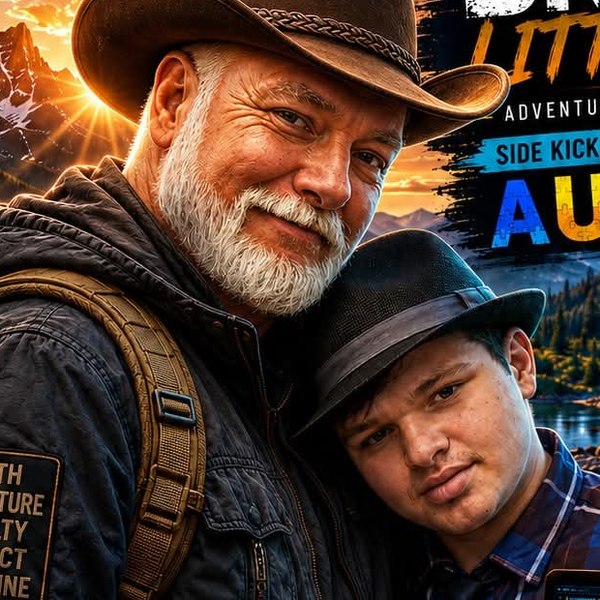 Bret Littlefield, founder of mentionxyz.com, outdoors with his son
